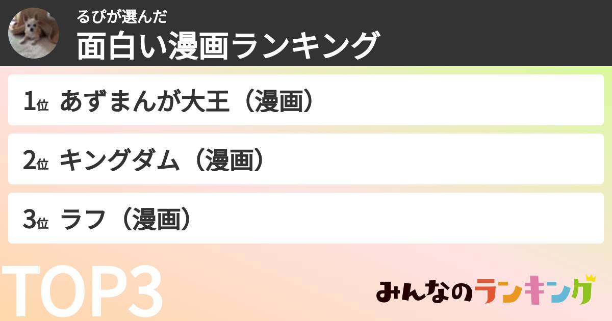 るぴさんの「面白い漫画ランキング」