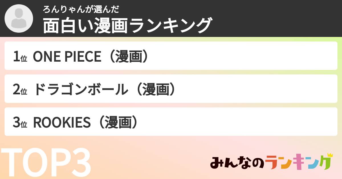 ろんりゃんさんの「面白い漫画ランキング」