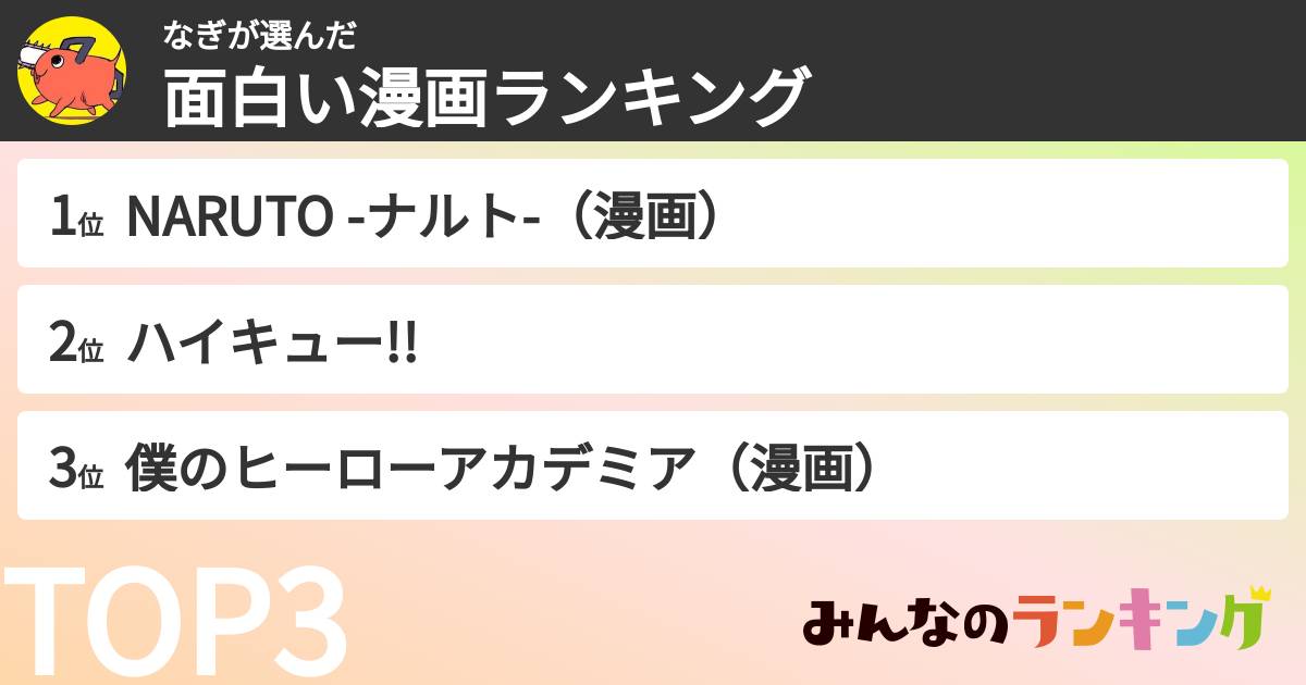 なぎさんの「面白い漫画ランキング」