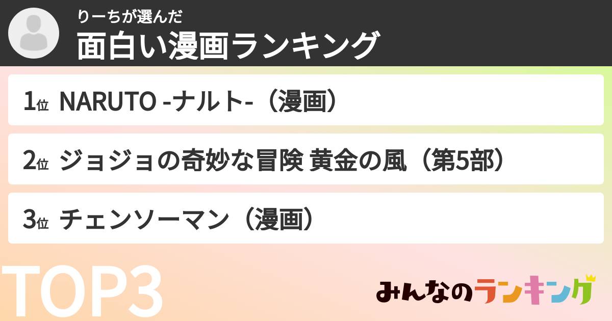 りーちさんの「面白い漫画ランキング」