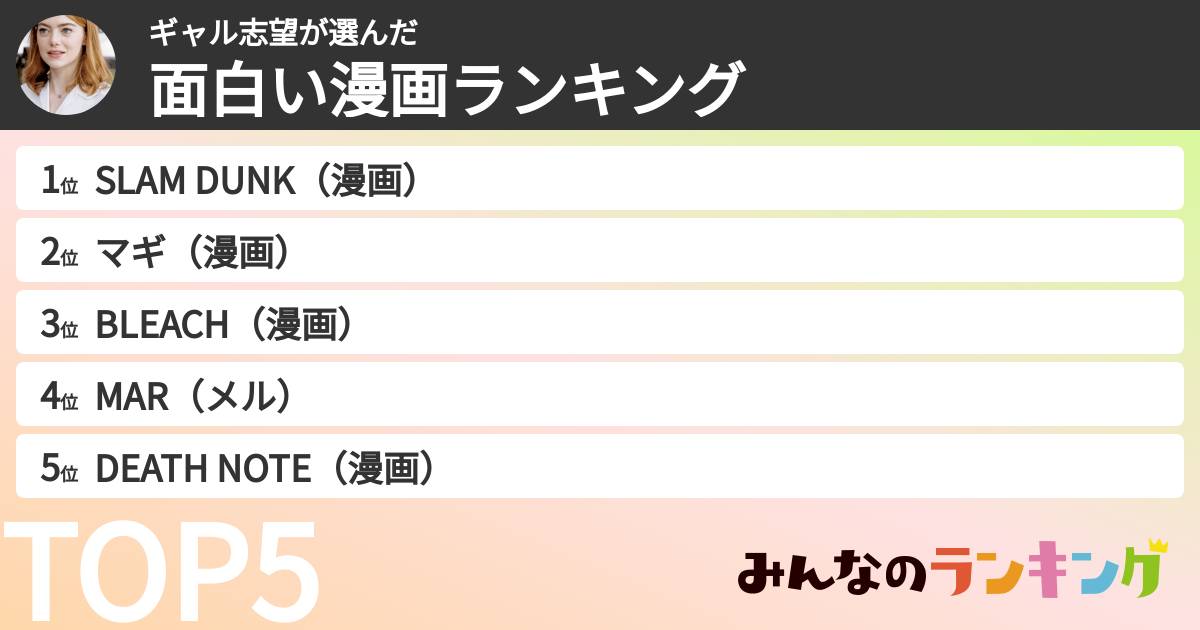 ギャル志望さんの「面白い漫画ランキング」