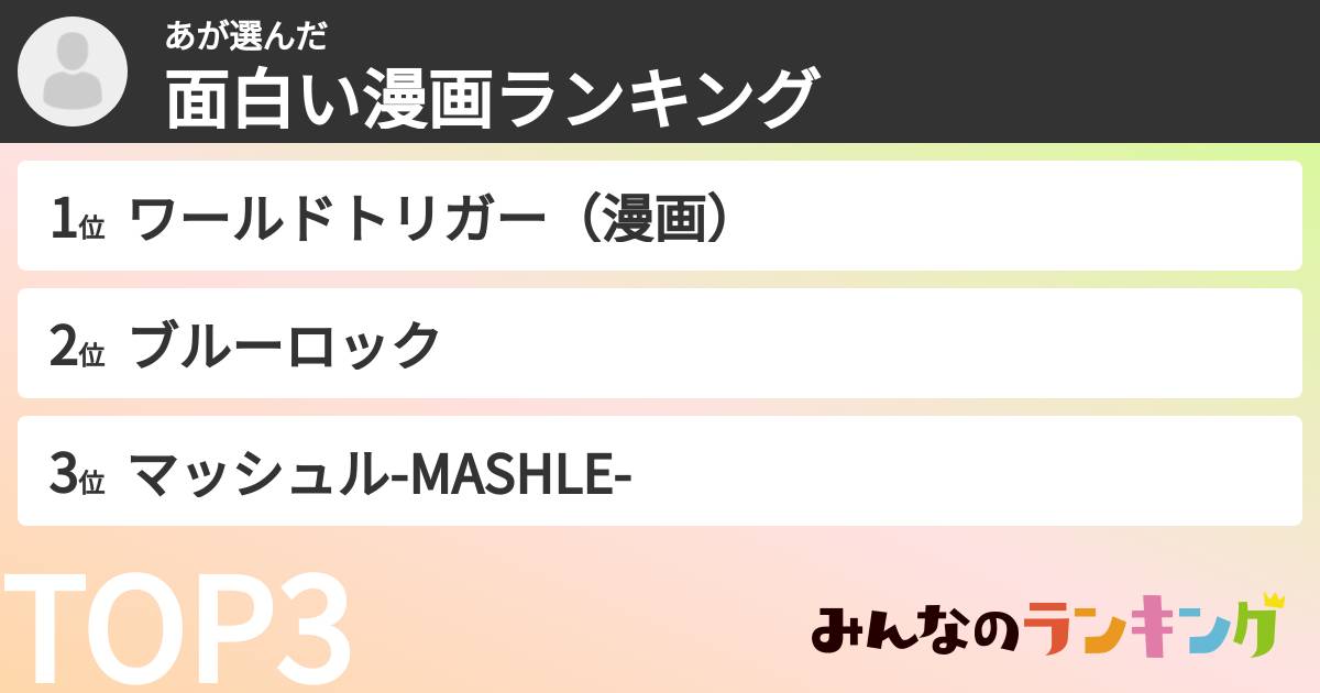 あさんの「面白い漫画ランキング」