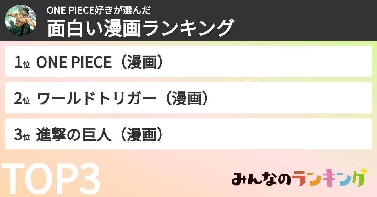 ONE PIECE好きさんの「面白い漫画ランキング」