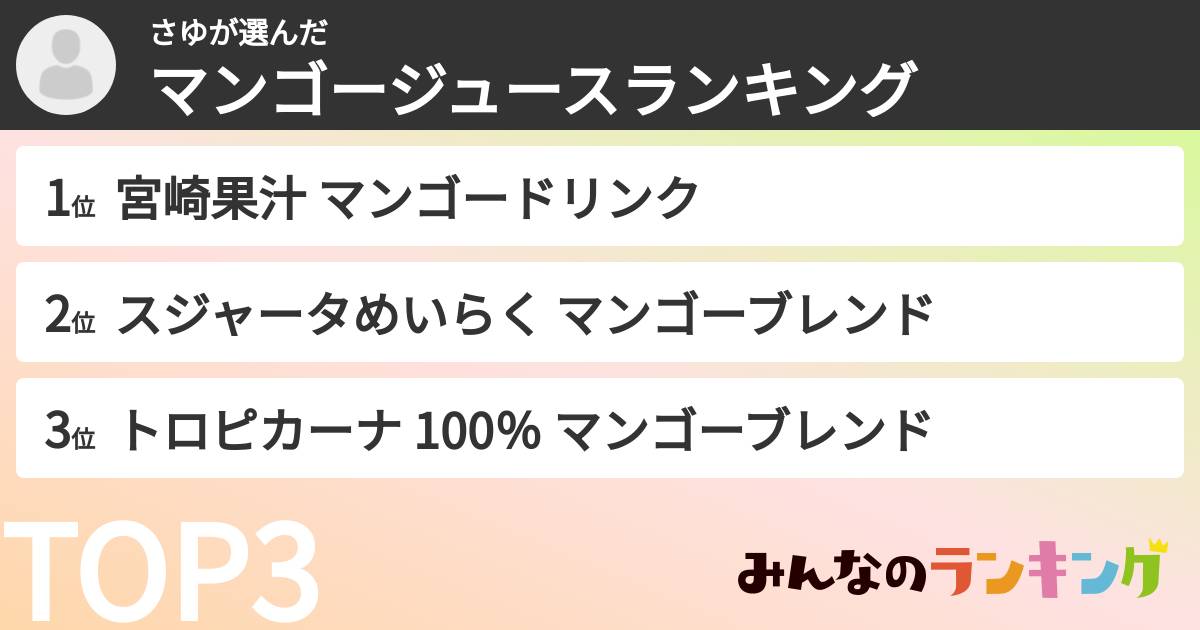 さゆさんの「マンゴージュースランキング」