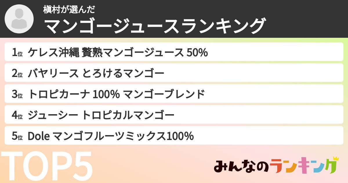 槇村さんの「マンゴージュースランキング」
