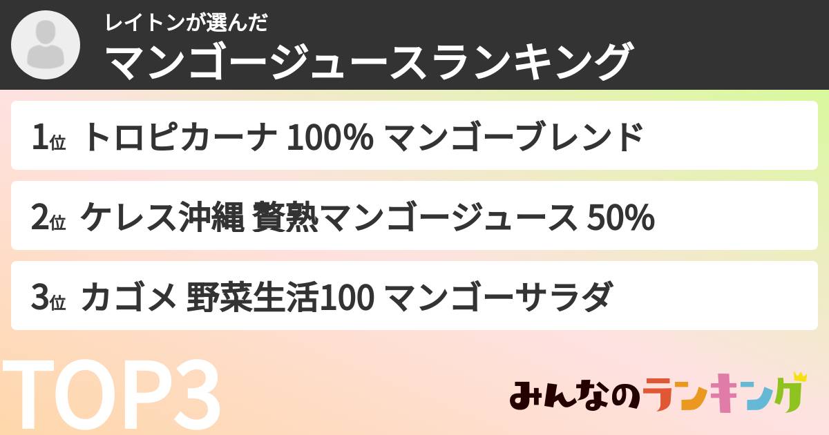 レイトンさんの「マンゴージュースランキング」