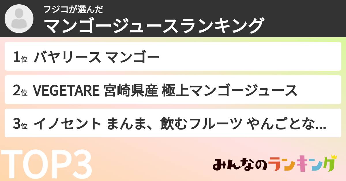 フジコさんの「マンゴージュースランキング」