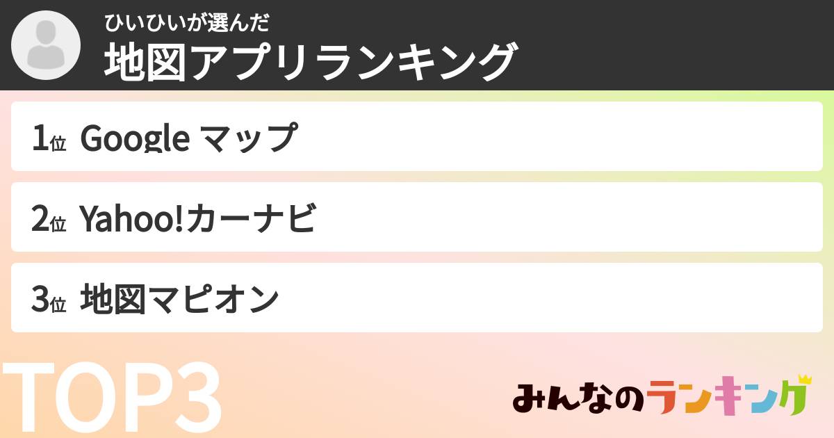 ひいひいさんの「地図アプリランキング」