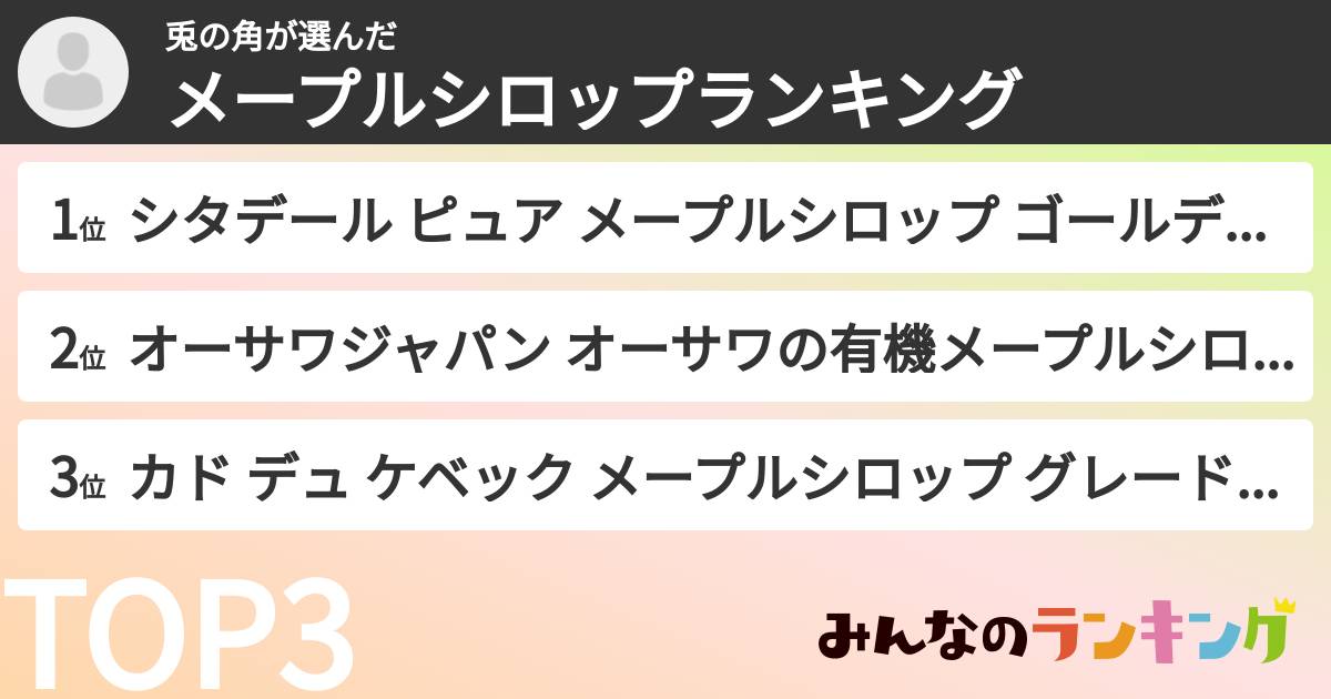 兎の角さんの「メープルシロップランキング」