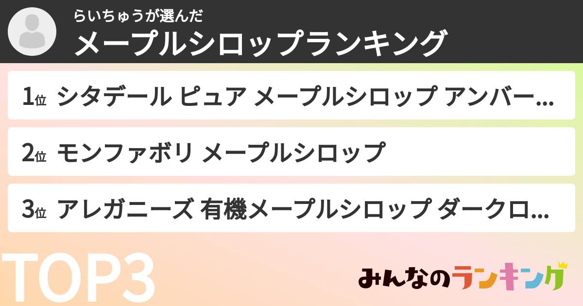 らいちゅうさんの「メープルシロップランキング」