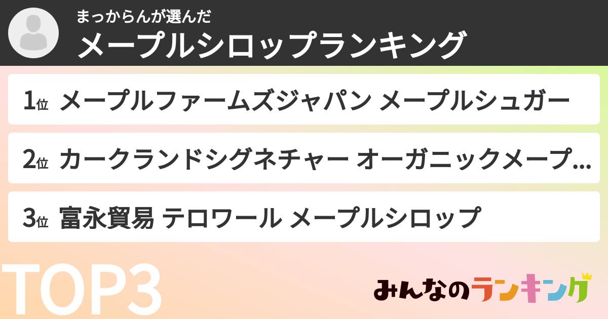 まっからんさんの「メープルシロップランキング」