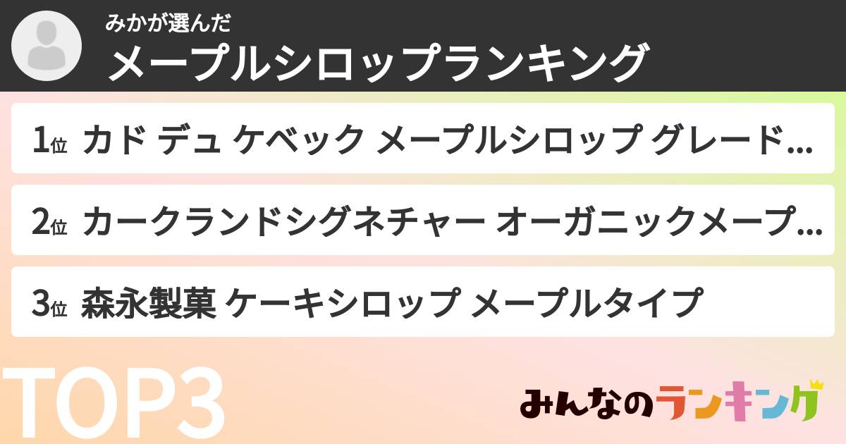 みかさんの「メープルシロップランキング」