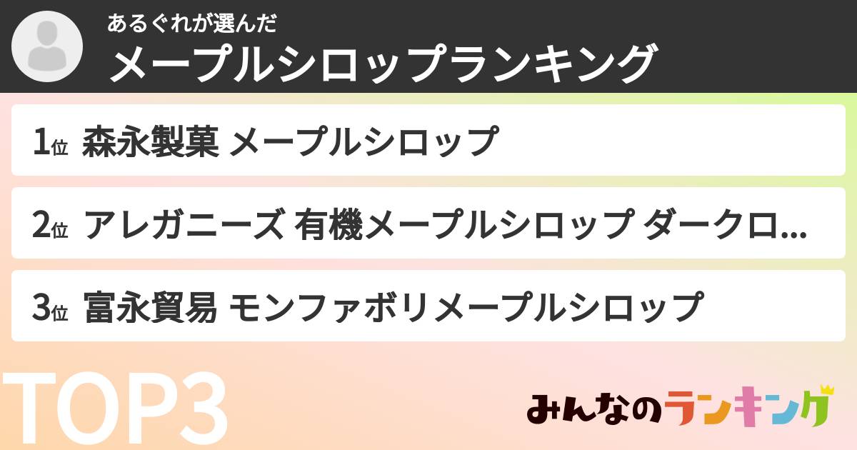 あるぐれさんの「メープルシロップランキング」