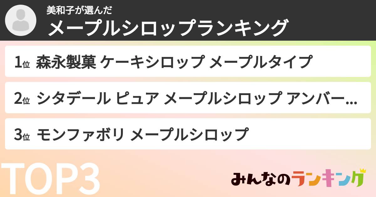 美和子さんの「メープルシロップランキング」