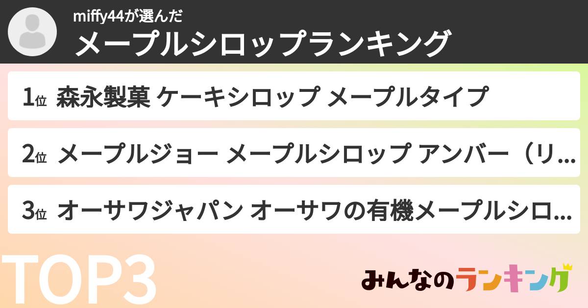 miffy44さんの「メープルシロップランキング」