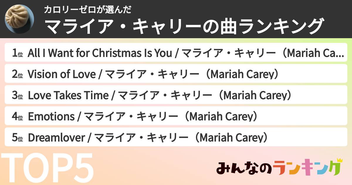 カロリーゼロさんの「マライア・キャリーの曲ランキング」