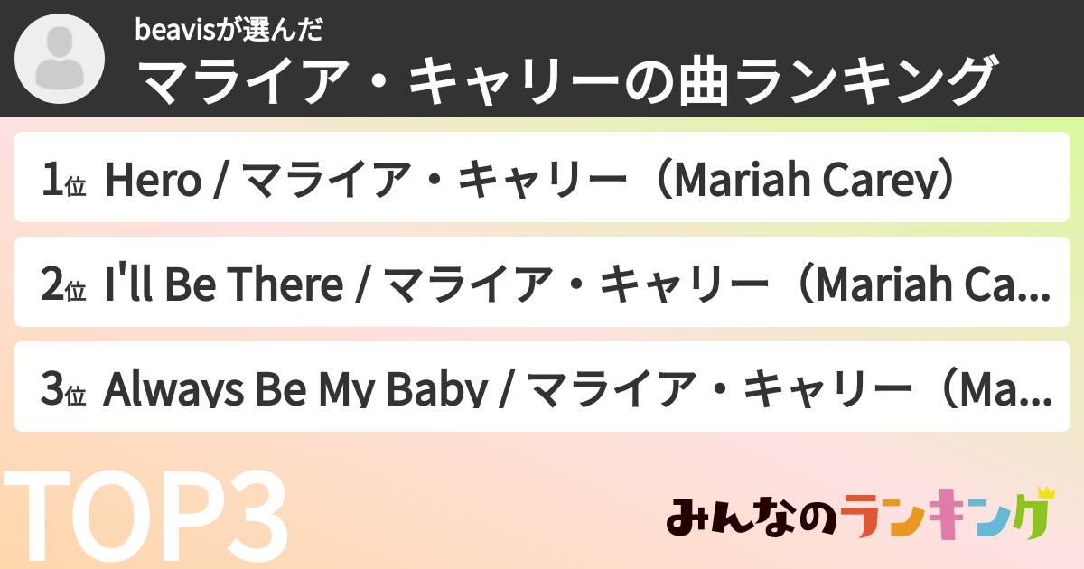 beavisさんの「マライア・キャリーの曲ランキング」