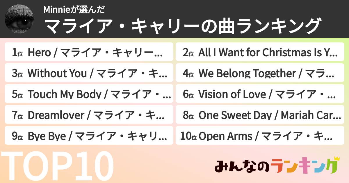 Minnieさんの「マライア・キャリーの曲ランキング」