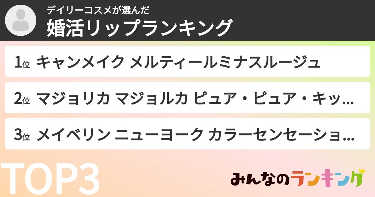 デイリーコスメさんの「婚活リップランキング」
