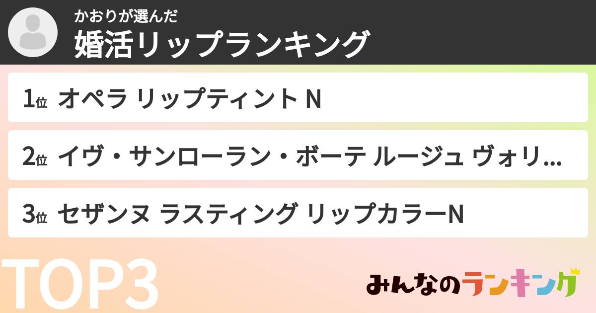 かおりさんの「婚活リップランキング」