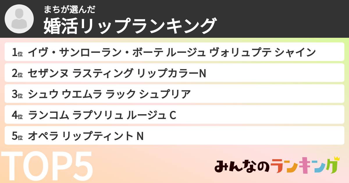 まちさんの「婚活リップランキング」