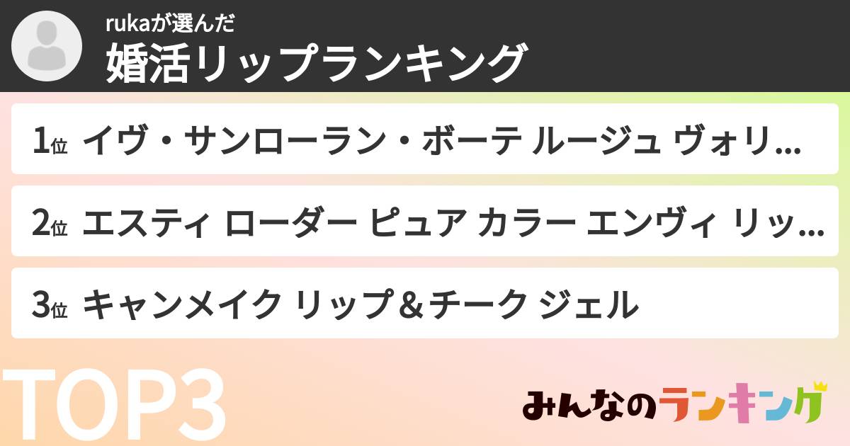 rukaさんの「婚活リップランキング」