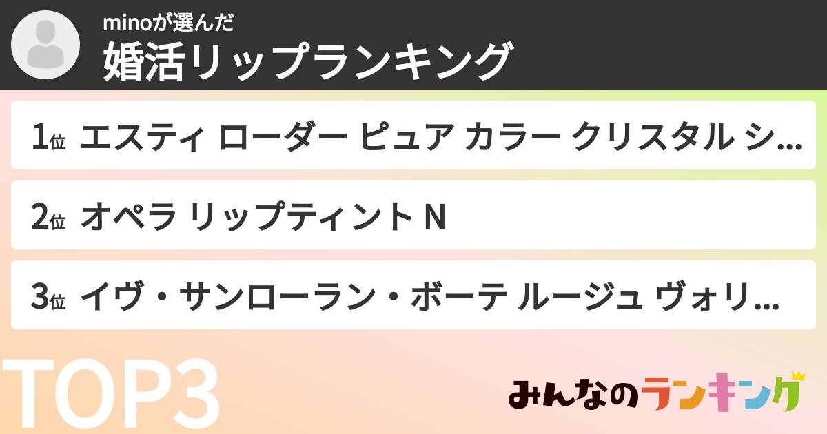 minoさんの「婚活リップランキング」