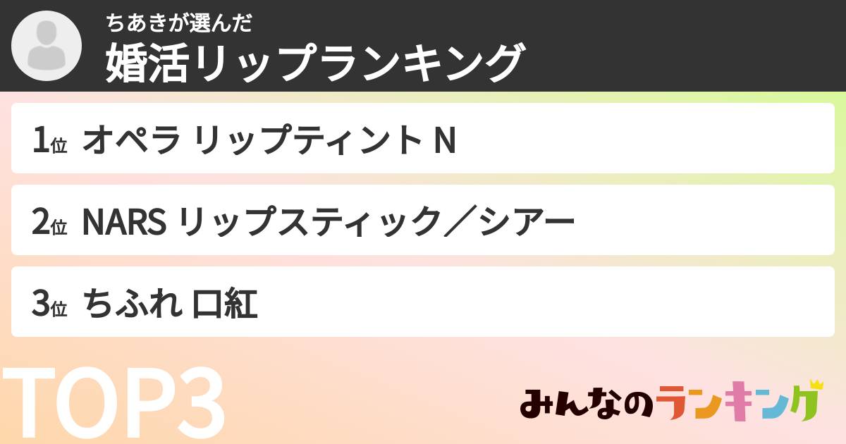 ちあきさんの「婚活リップランキング」