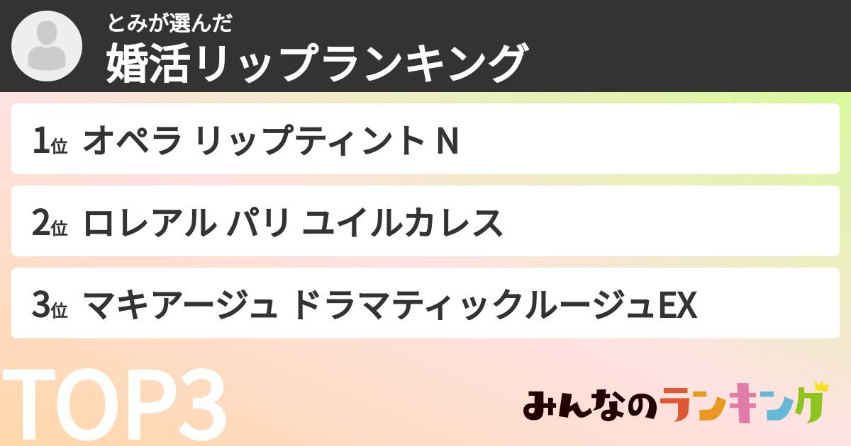 とみさんの「婚活リップランキング」