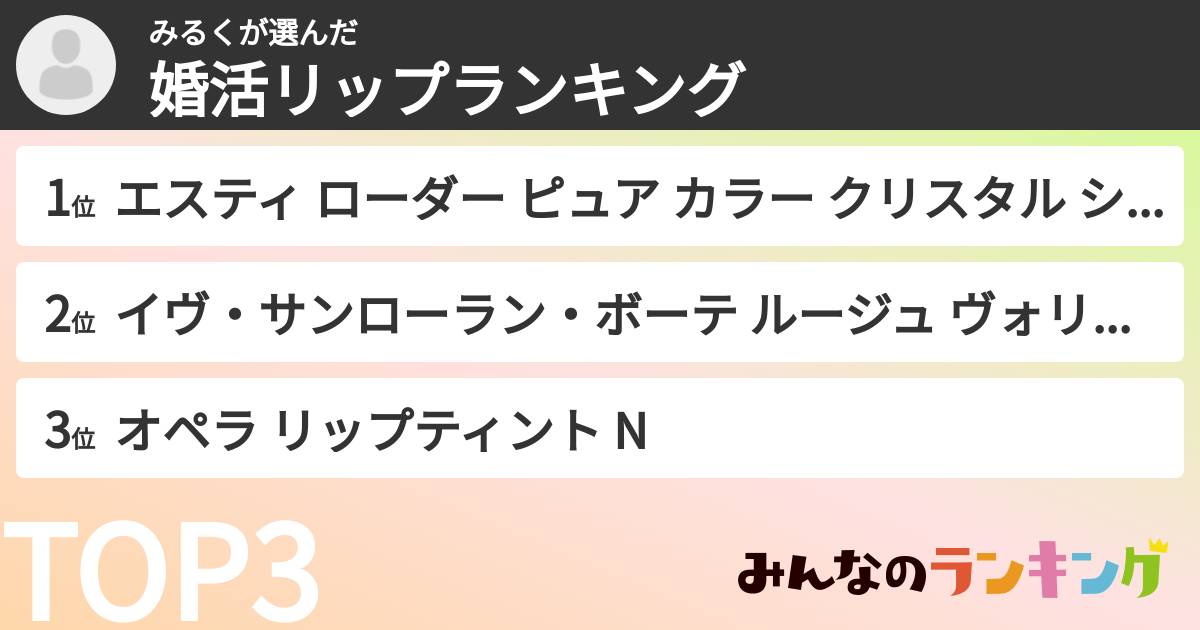 みるくさんの「婚活リップランキング」