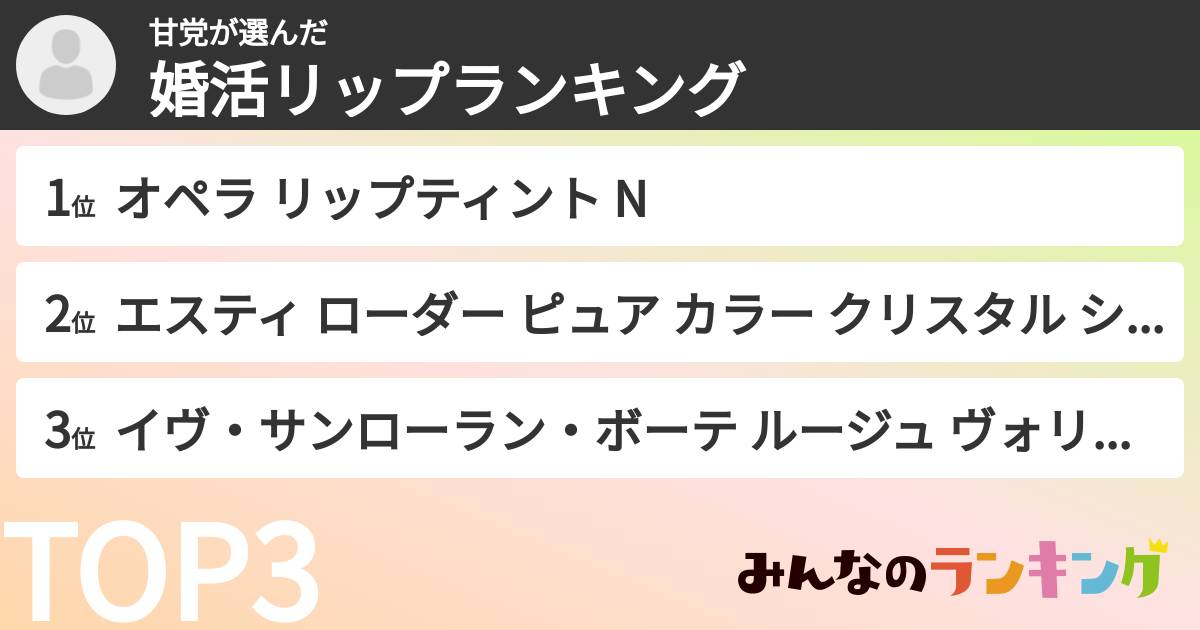 甘党さんの「婚活リップランキング」