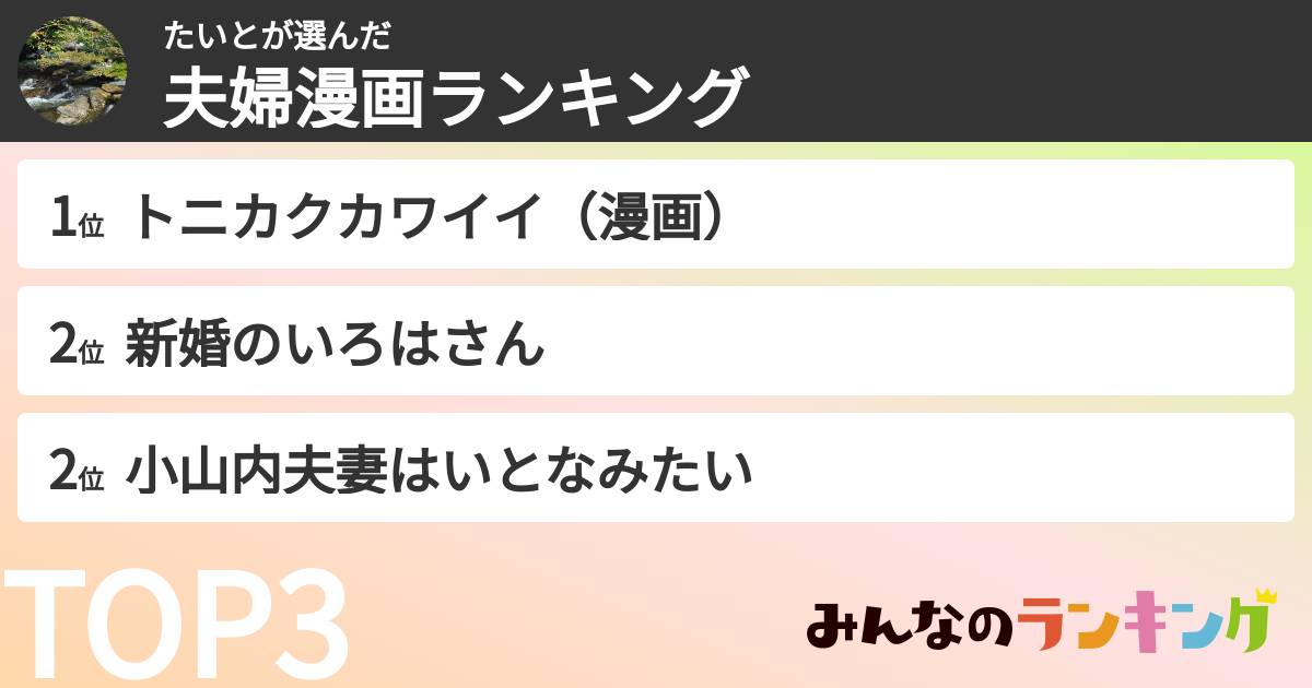 たいとさんの「夫婦漫画ランキング」