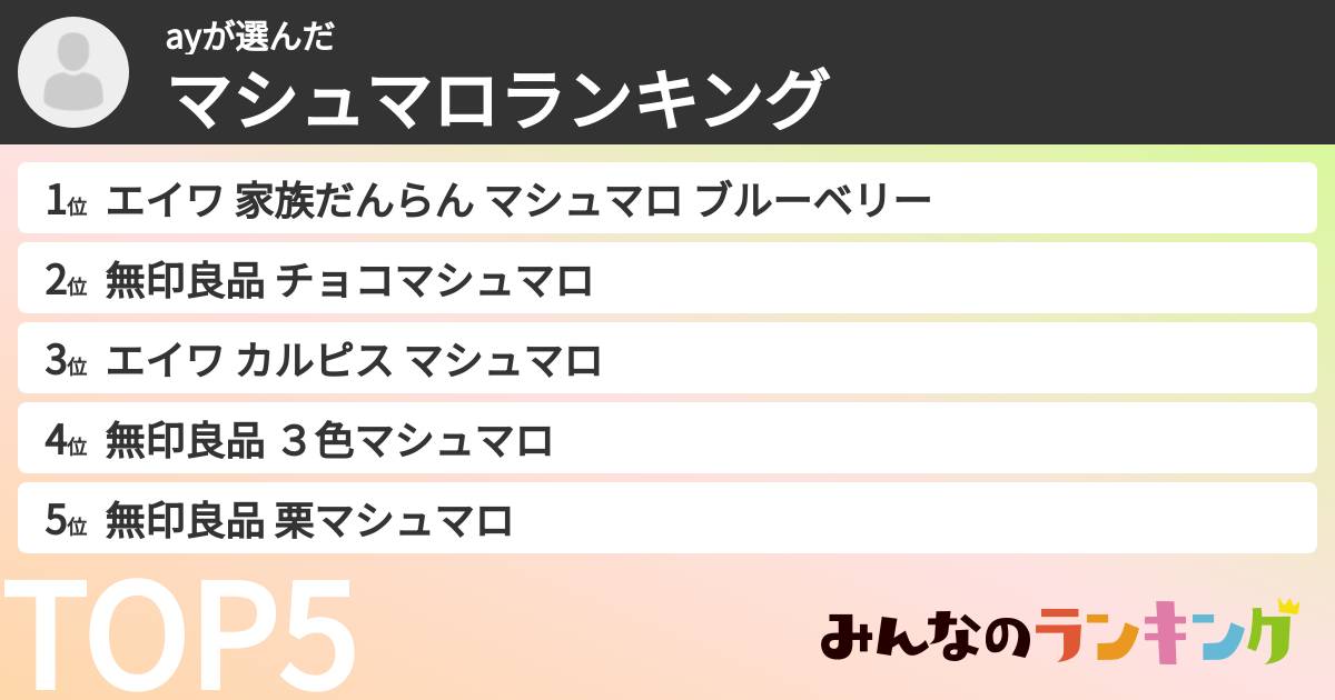 ayさんの「マシュマロランキング」