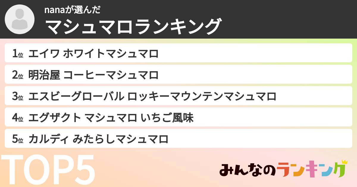nanaさんの「マシュマロランキング」