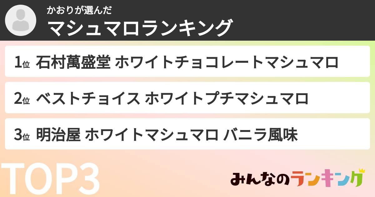 かおりさんの「マシュマロランキング」