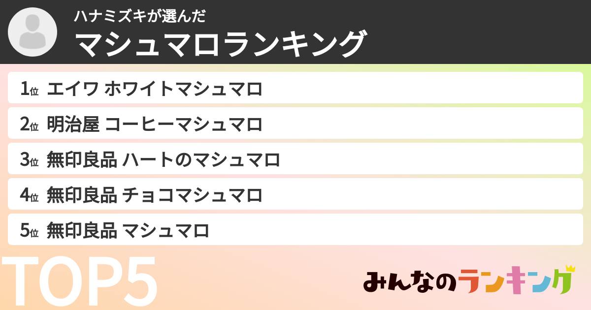 ハナミズキさんの「マシュマロランキング」