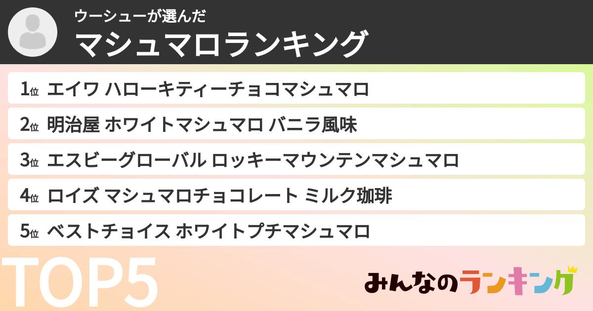ウーシューさんの「マシュマロランキング」
