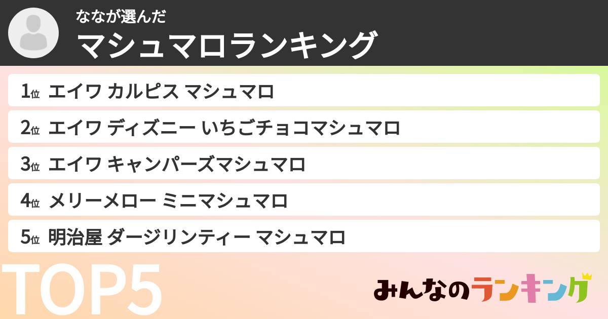 ななさんの「マシュマロランキング」