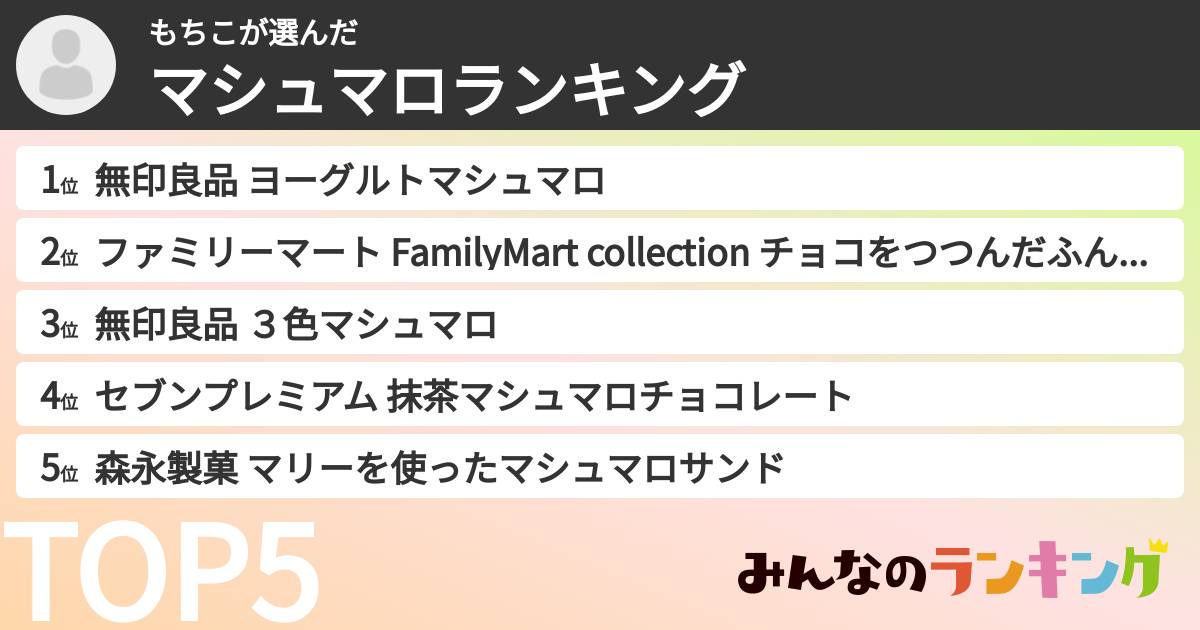 もちこさんの「マシュマロランキング」