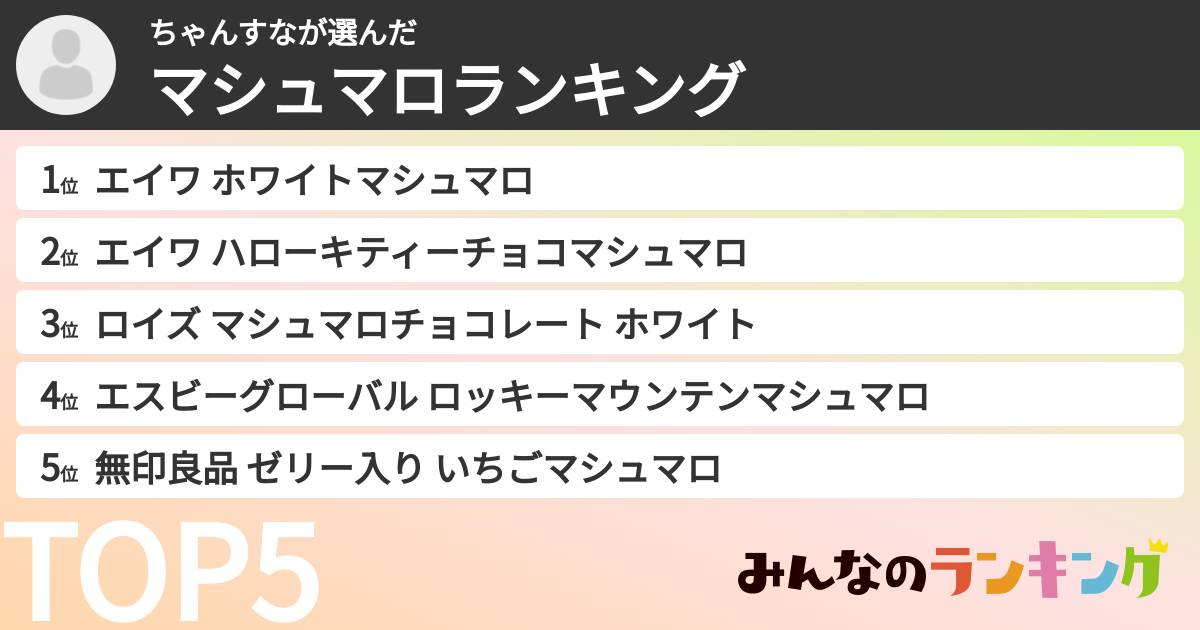 ちゃんすなさんの「マシュマロランキング」