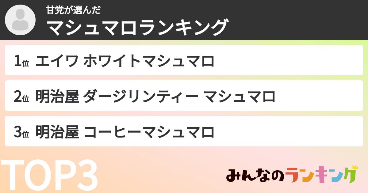甘党さんの「マシュマロランキング」