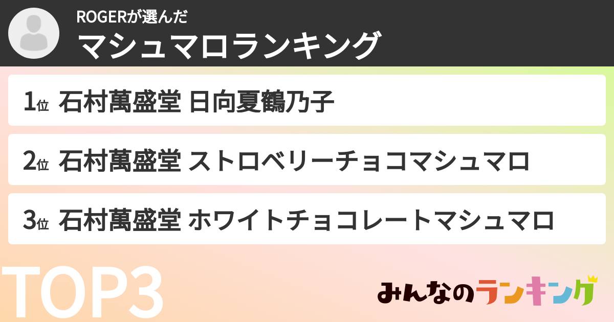 ROGERさんの「マシュマロランキング」