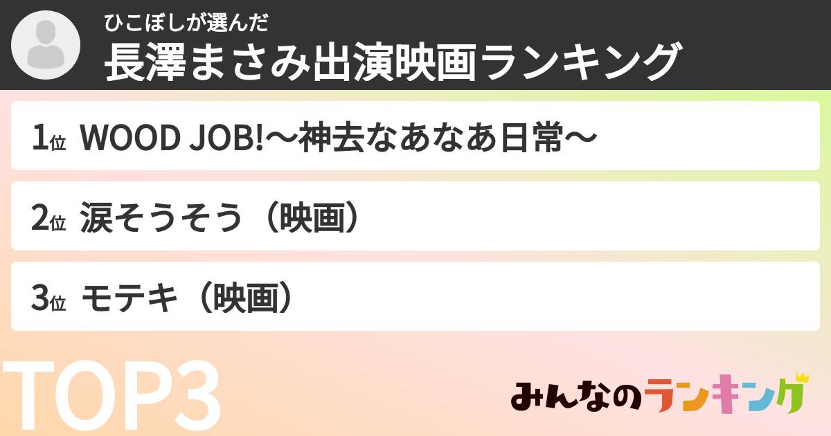ひこぼしさんの「長澤まさみ出演映画ランキング」
