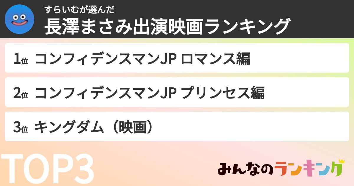 すらいむさんの「長澤まさみ出演映画ランキング」