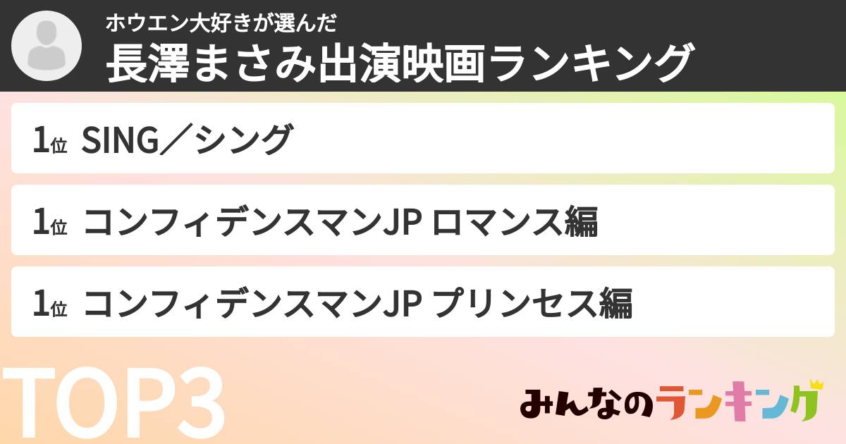 ホウエン大好きさんの「長澤まさみ出演映画ランキング」