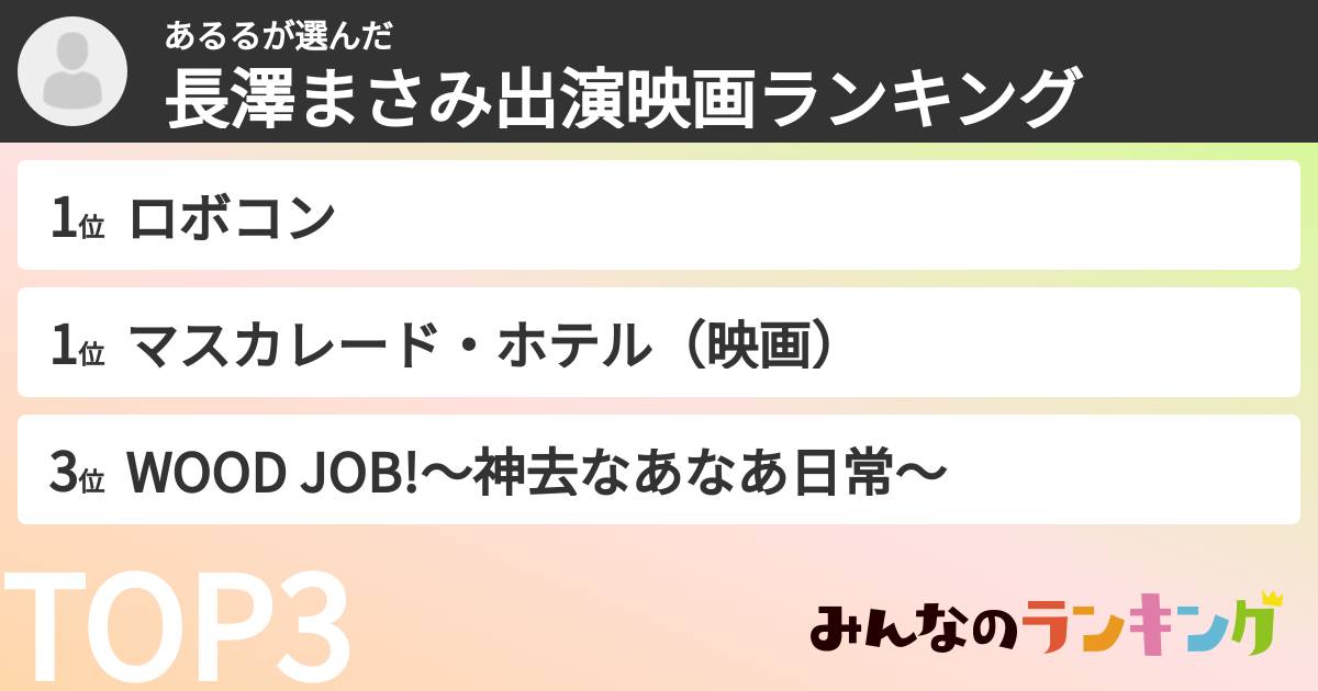 あるるさんの「長澤まさみ出演映画ランキング」