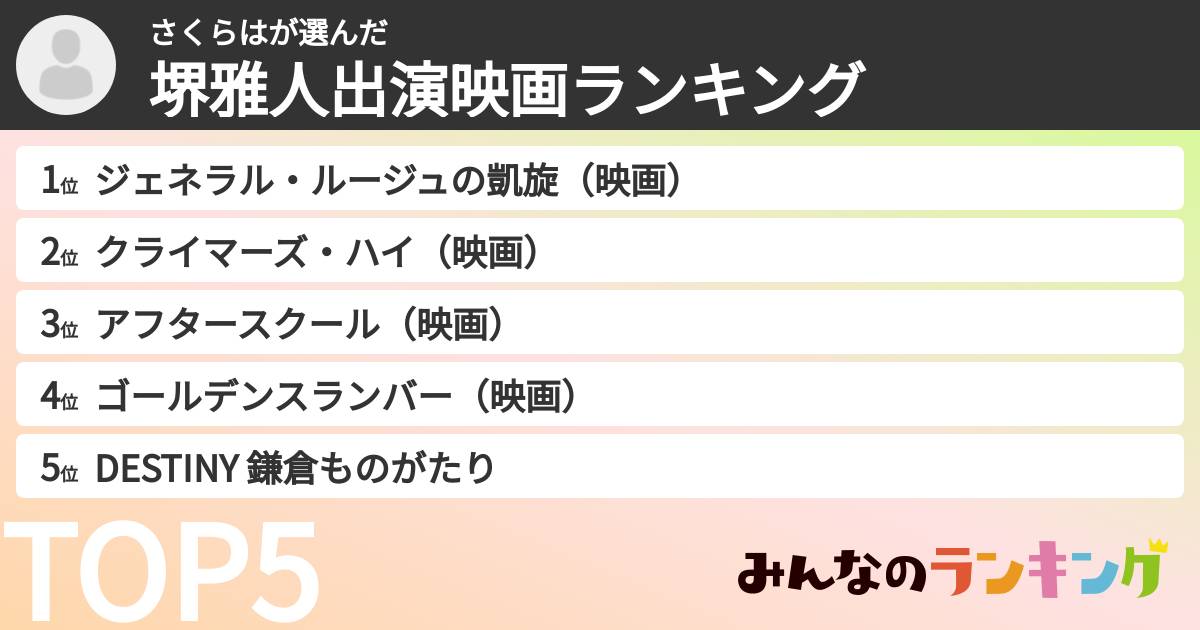 さくらはさんの「堺雅人出演映画ランキング」