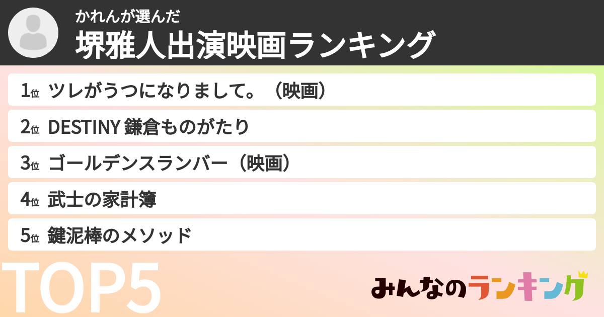 かれんさんの「堺雅人出演映画ランキング」