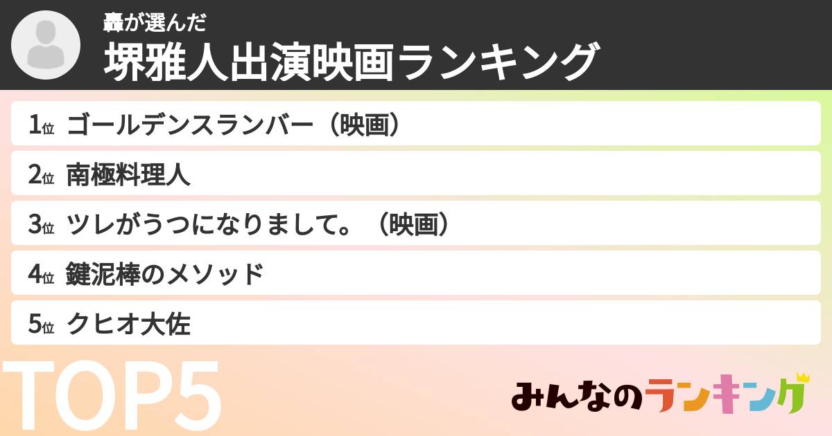 轟さんの「堺雅人出演映画ランキング」