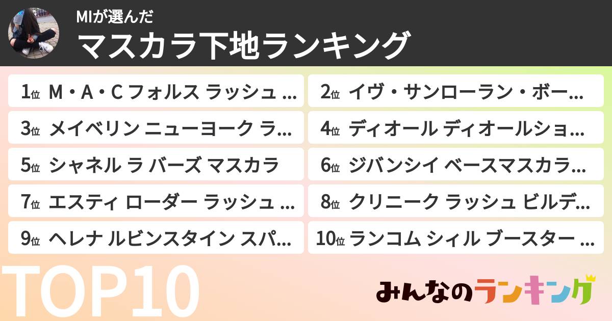 MIさんの「マスカラ下地ランキング」
